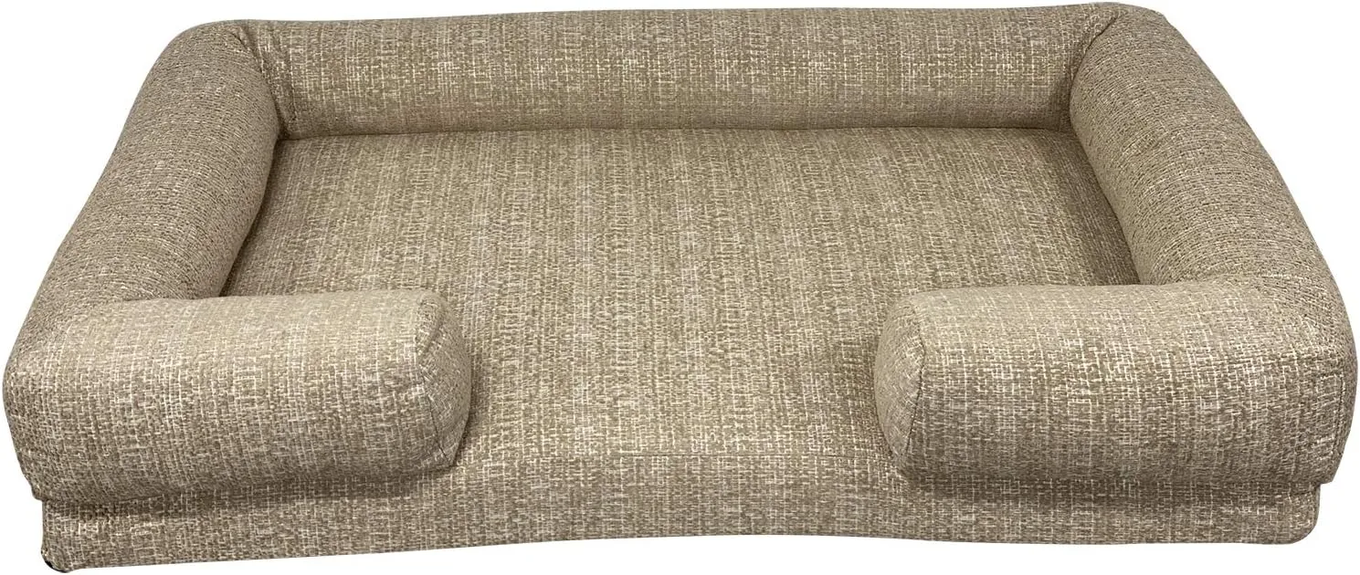 | Large Pet Bed - Orthopedic Memory Foam - Rondo Oatmeal - Pet Grade Fabric - Bordered Dog Bed - Large Pet Bed - Luxurious Dog Bed
