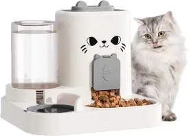 2-in-1 Gravity Pet Feeder and Water Dispenser, Dog Cat Food Dispenser, Small Pet Food and Water Dispenser, Pet Feeder Water Bowl, Large Capacity & Washable