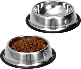 2 Pack Stainless Steel Dog Bowls with Rubber Bottom, Anti-Slip Heavy Duty Premium Quality Pets Feeder Bowls for Dogs and Cats and More (1Cup / 10oz)