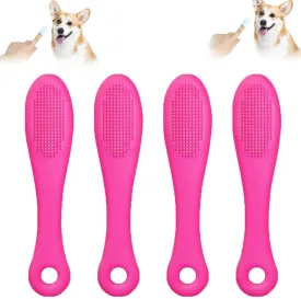 4PCS Silicone Scrubber for Cats Chin,Cat Teeth Cleaning for Care,Dog Toothbrush Finger,Soft Silicone Manual Facial Cleansing Brushes,Finger Brushes Suitable for Dogs and Cats(4pcs-red)