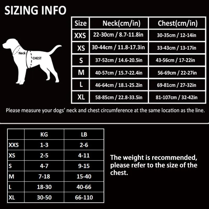 Adjustable Dog Harness Light Weight Various Sizes