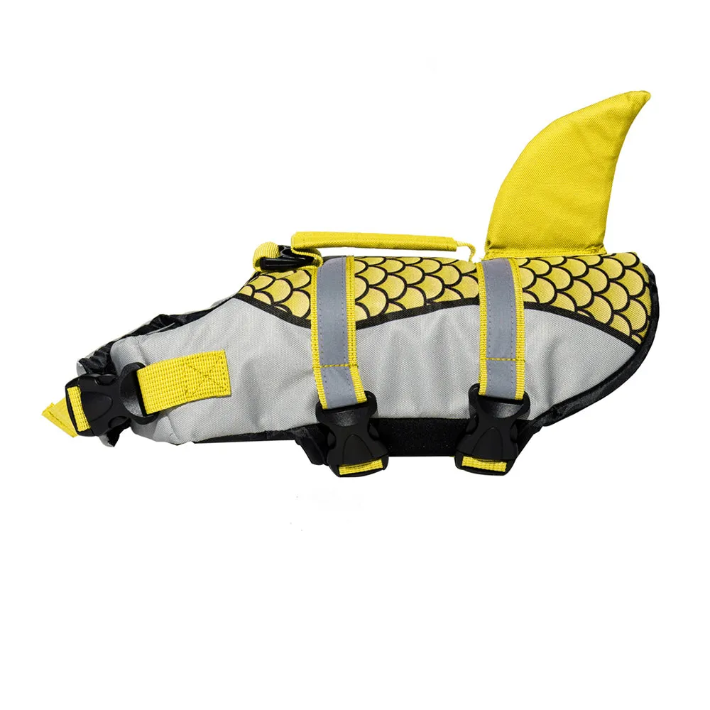 Aiitle Adjustable Shark Dog Life Vest with Rescue Handle Gray