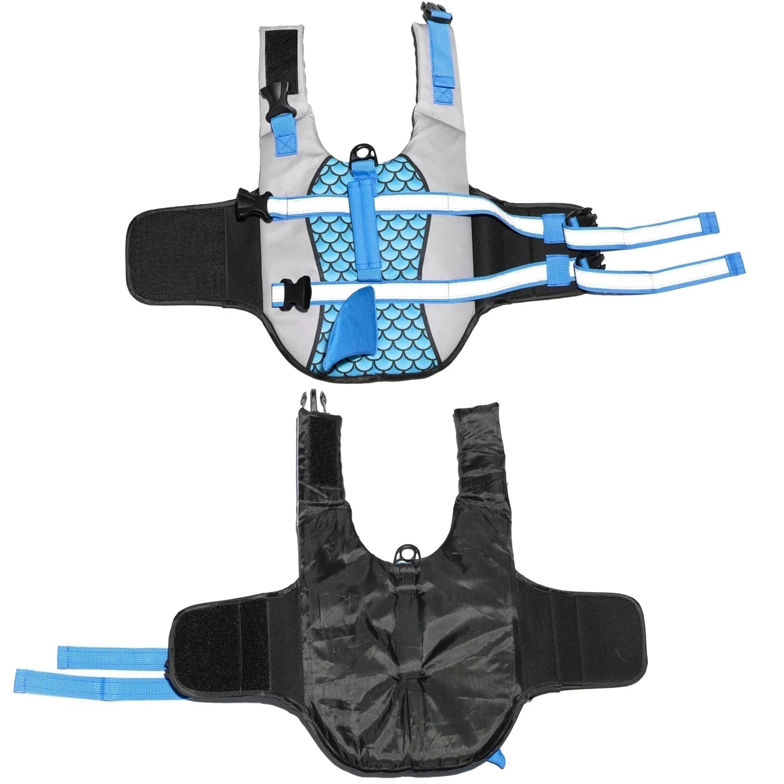 Aiitle Adjustable Shark Dog Life Vest with Rescue Handle Gray