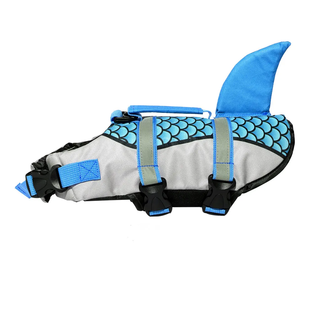 Aiitle Adjustable Shark Dog Life Vest with Rescue Handle Gray