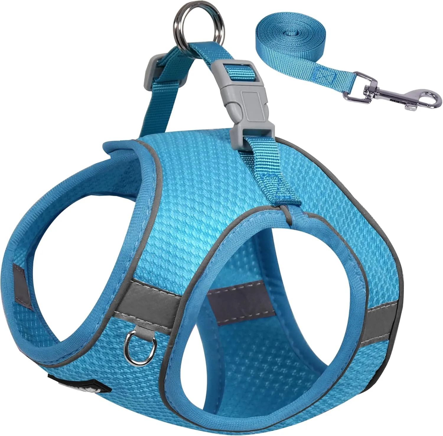 AIITLE Small Dog Harness, No-Pull Cat Harness with a Leash, Step in Adjustable Puppy Harness with Quick-Release Buckle, Reflective Outdoor Pet Vest for Extra Small Dogs and House Cats Blue XXS