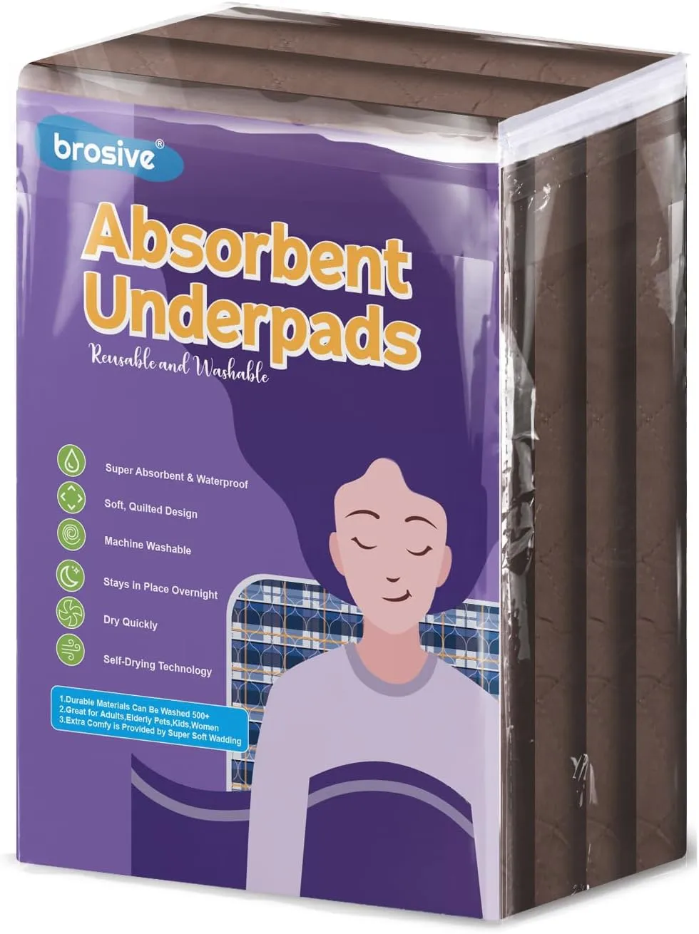 Bed Pads Washable Waterproof 24x36 Inch (4 Pack), Washable Bed Pads for Incontinence, Bed Wetting, and Pet Protection, Brown  Ideal for Elderly, Adults, Kids and Pets