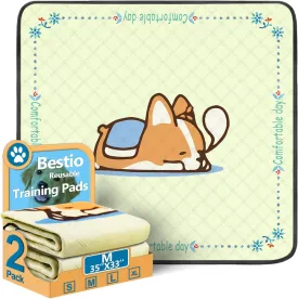 Bestio Pee Pads for Dogs Washable,30'' x 34" 2 Pack Reusable Dog Pads with Heavy Absorbent, Leak-Proof,Non-Slip for Pet Training,Dog Reusable Pee Pad for Pets Whelping Box, Potty Training