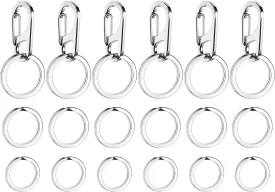 Boao 6 Pieces Dog Tag Clips Pet ID Tag Clips with 18 Pieces Durable Stainless Steel Rings Personalized Pet ID Label Holder for Cats Dogs Collars Harnesses in 3 Sizes