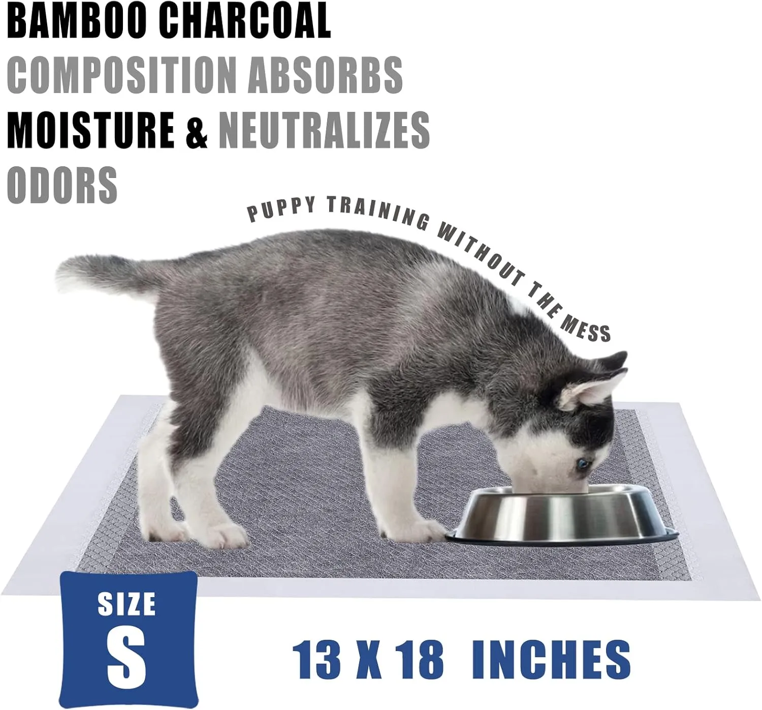 Bolux Dog and Puppy Training Pads Disposable Dog Pee Pads (100, Charcoal 13"*18")