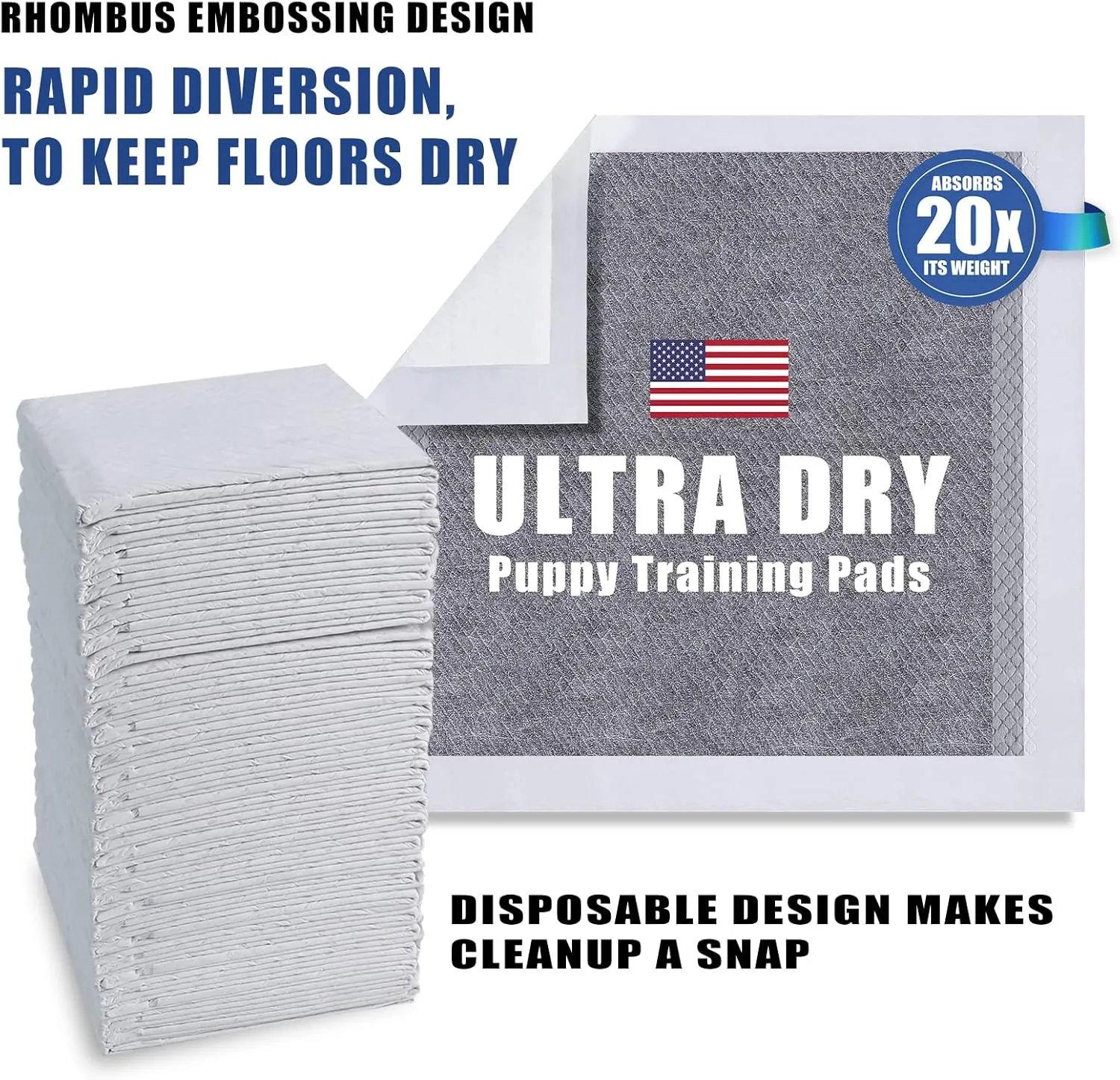 Bolux Dog and Puppy Training Pads Disposable Dog Pee Pads (100, Charcoal 13"*18")