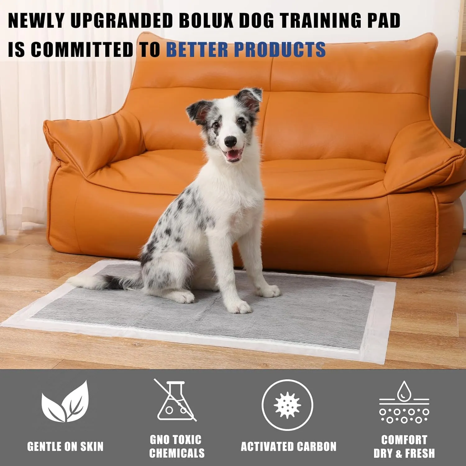 Bolux Dog and Puppy Training Pads Disposable Dog Pee Pads (100, Charcoal 13"*18")
