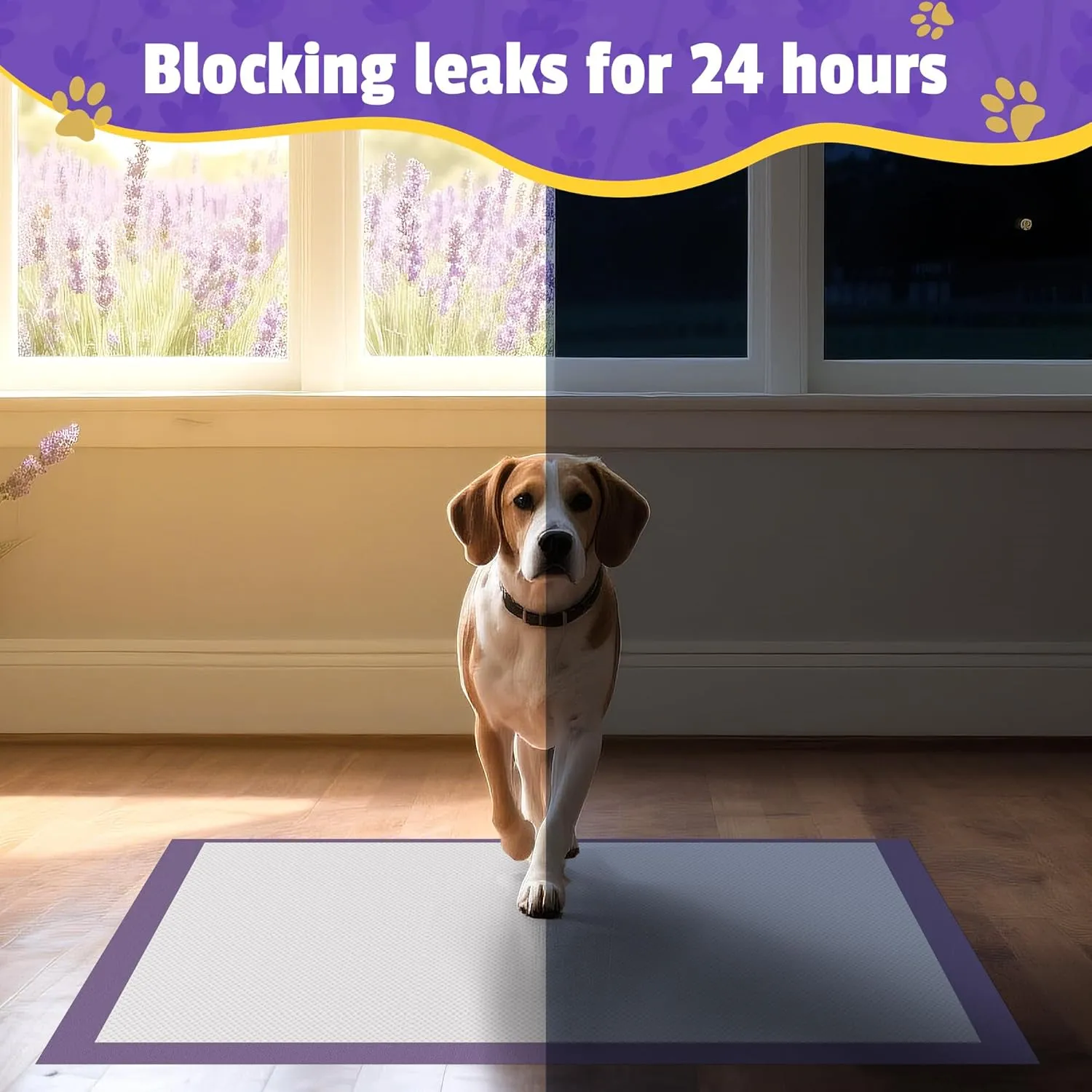 Boscute Lavender Scented Thicken 6 Layers Heavy Absorbent 30"x36" Pet Training Dog Pee Pads, Extra Large Polymer Leak-Proof Quick Dry Puppy Pee Pads, Disposable Pee Pads for Dogs Cats Rabbit 100Counts