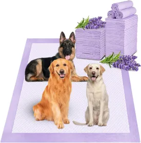 Boscute Lavender Scented Thicken 6 Layers Heavy Absorbent 30"x36" Pet Training Dog Pee Pads, Extra Large Polymer Leak-Proof Quick Dry Puppy Pee Pads, Disposable Pee Pads for Dogs Cats Rabbit 100Counts