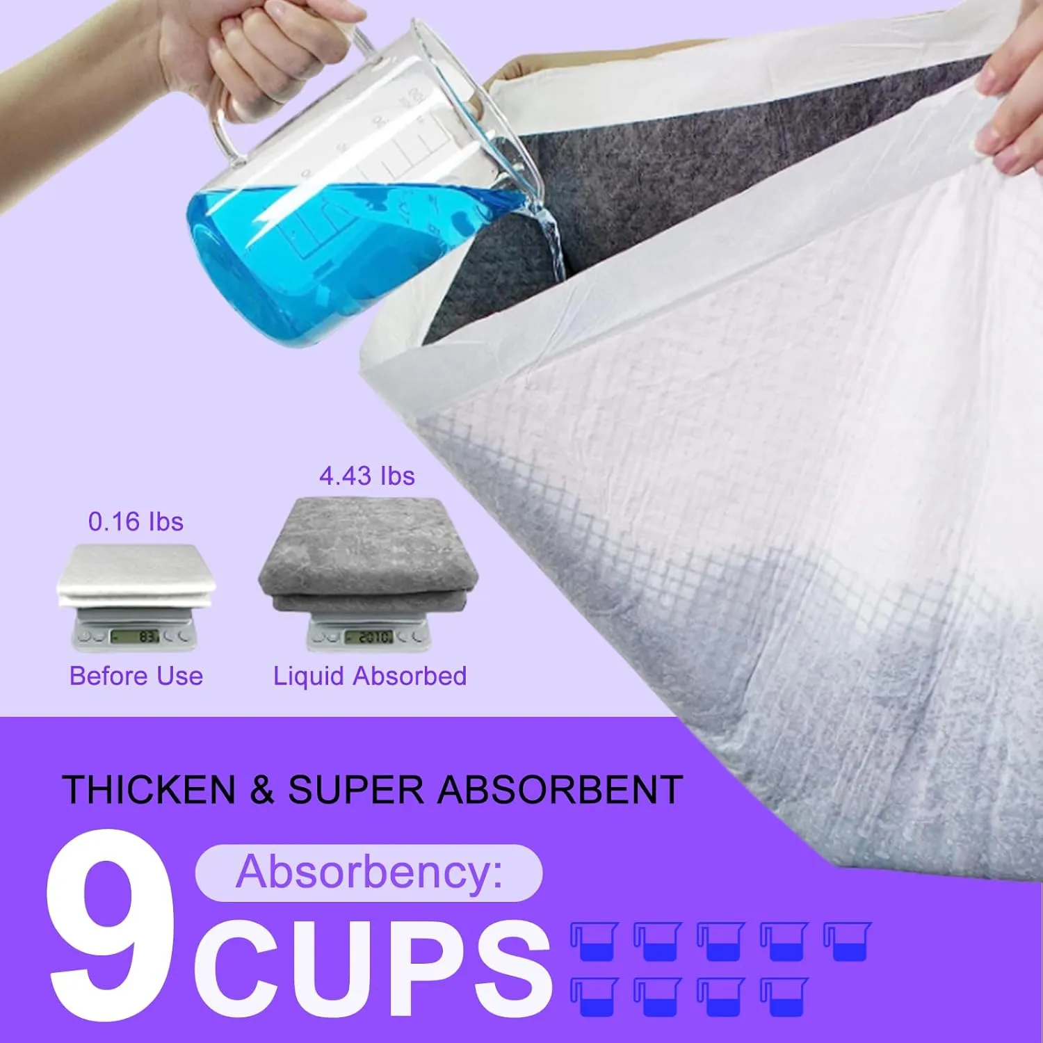 Boscute Lavender Scented Thicken 6 Layers Heavy Absorbent 30"x36" Pet Training Dog Pee Pads, Extra Large Polymer Leak-Proof Quick Dry Puppy Pee Pads, Disposable Pee Pads for Dogs Cats Rabbit 100Counts