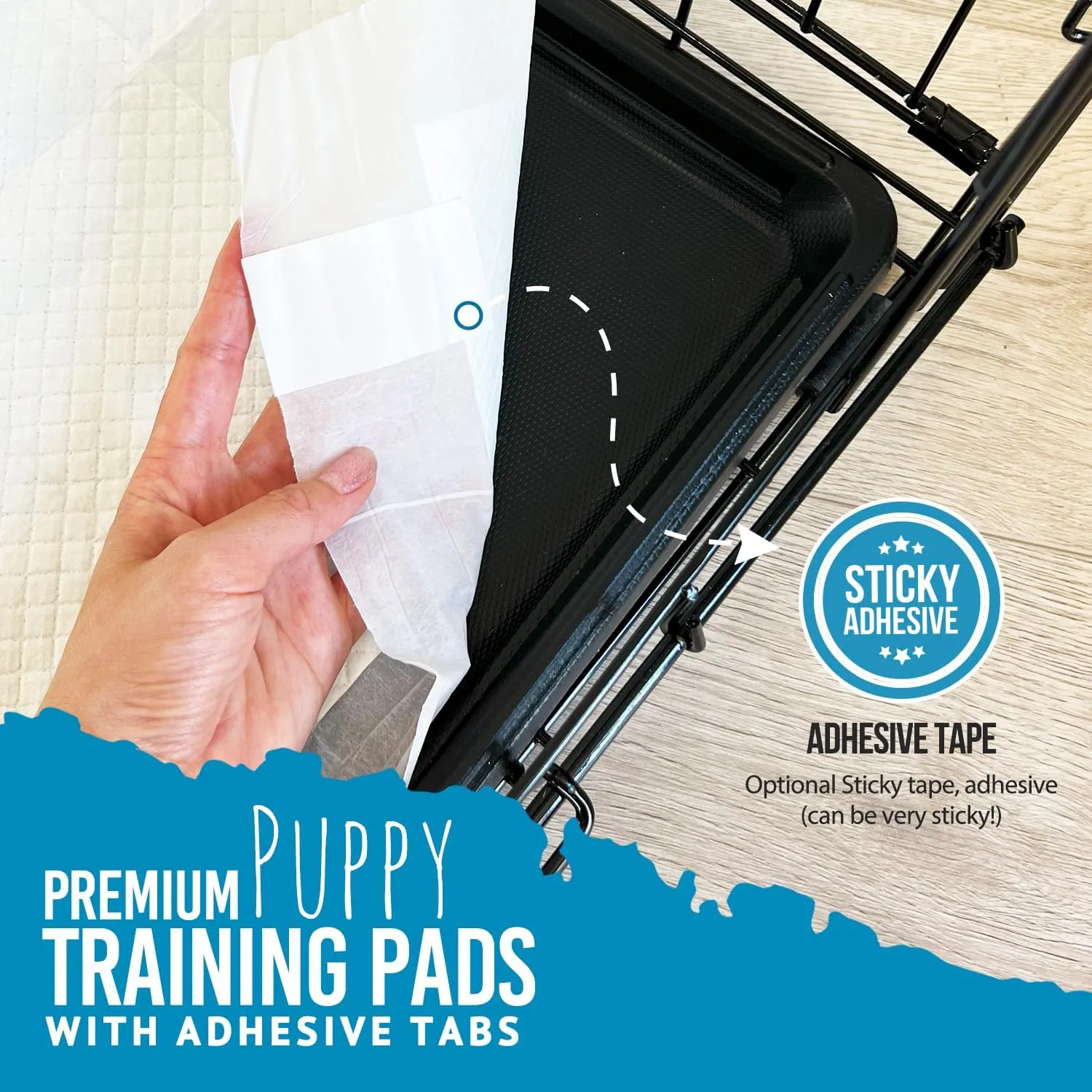 Bulldogology 50-Count Dog Puppy Pads (24x24) Large Pee Pads for Dogs - 6 Layer Pet Training Pads, Super Absorbent Puppy Pads with Adhesive Tabs for Small to Large Dogs