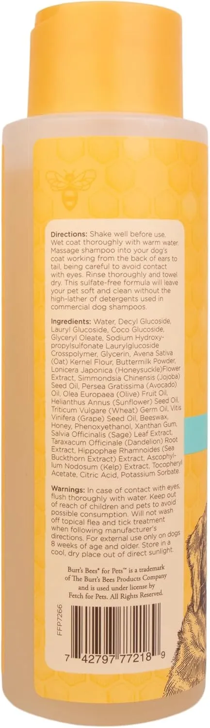 Burt's Bees for Pets Itch Soothing Shampoo with Honeysuckle, 6pk, 95% Natural Origin Formulas, Dog Shampoo for Itchy Dogs, Dog Shampoo Itchy Skin Relief, 6pk, 16 oz