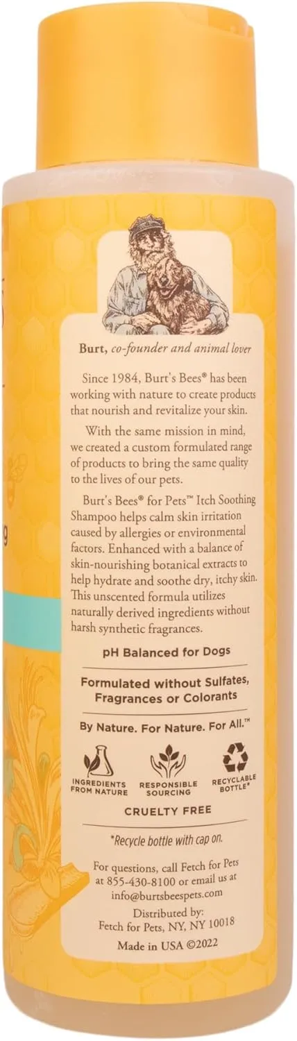 Burt's Bees for Pets Itch Soothing Shampoo with Honeysuckle, 6pk, 95% Natural Origin Formulas, Dog Shampoo for Itchy Dogs, Dog Shampoo Itchy Skin Relief, 6pk, 16 oz