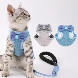 Cat Harness and Leash Anti-Breakaway Cat Collar Cute Bow Vests Cat
