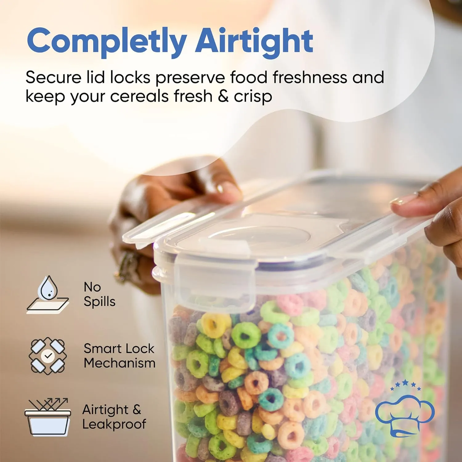 Cereal Containers Storage Set Large (4L,135.2 Oz), Airtight Food Storage Containers for Kitchen & Pantry Organization, Cereal Storage Container Set for Crunchiness, BPA Free Dispenser Keepers (4)