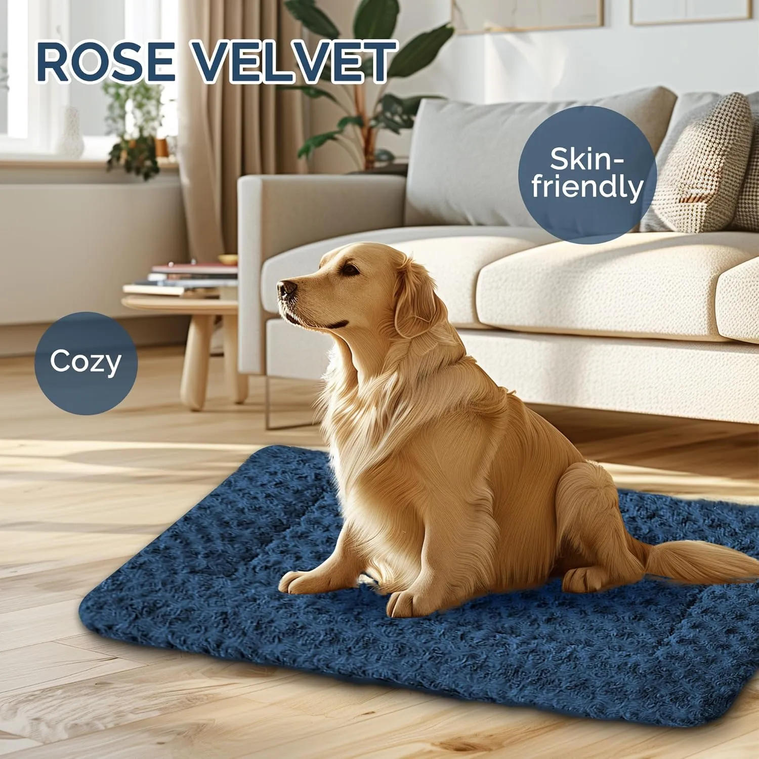 Dog Beds Crate Pad, Dog Bed Mat for Large Dogs Sleeping, Soft, Durable, Washable & Anti-Slip Crate Pads, Reversible Kennel Mat L(35*23*1.5)