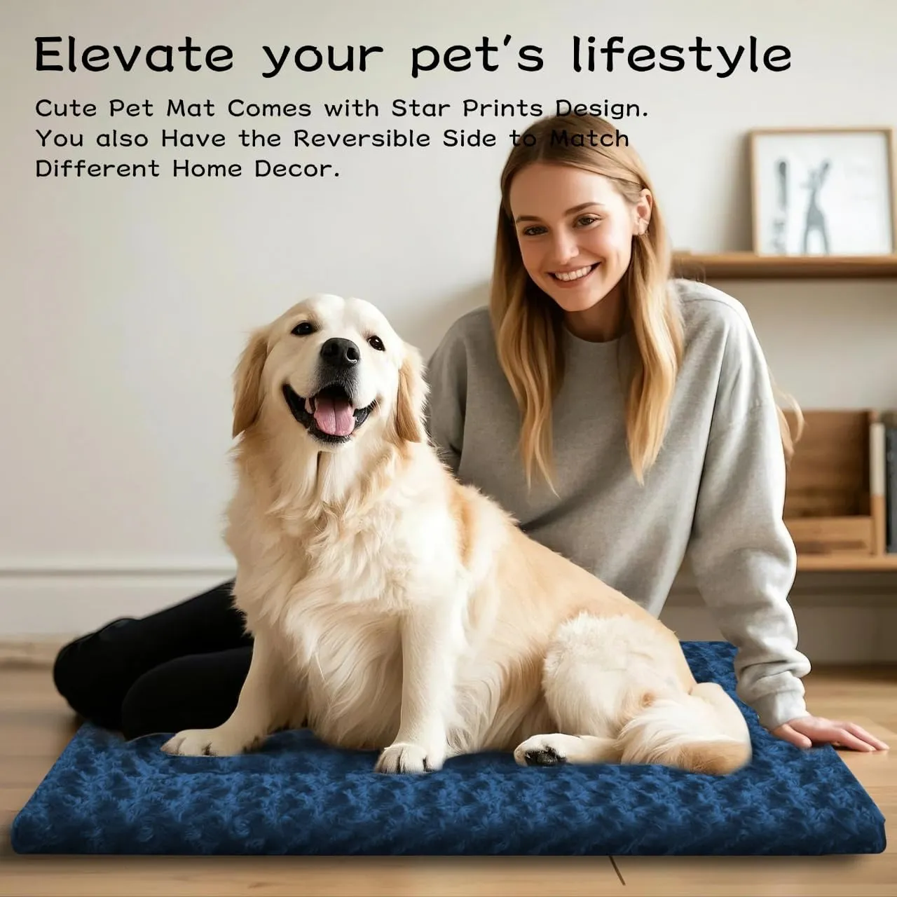 Dog Beds Crate Pad, Dog Bed Mat for Large Dogs Sleeping, Soft, Durable, Washable & Anti-Slip Crate Pads, Reversible Kennel Mat L(35*23*1.5)
