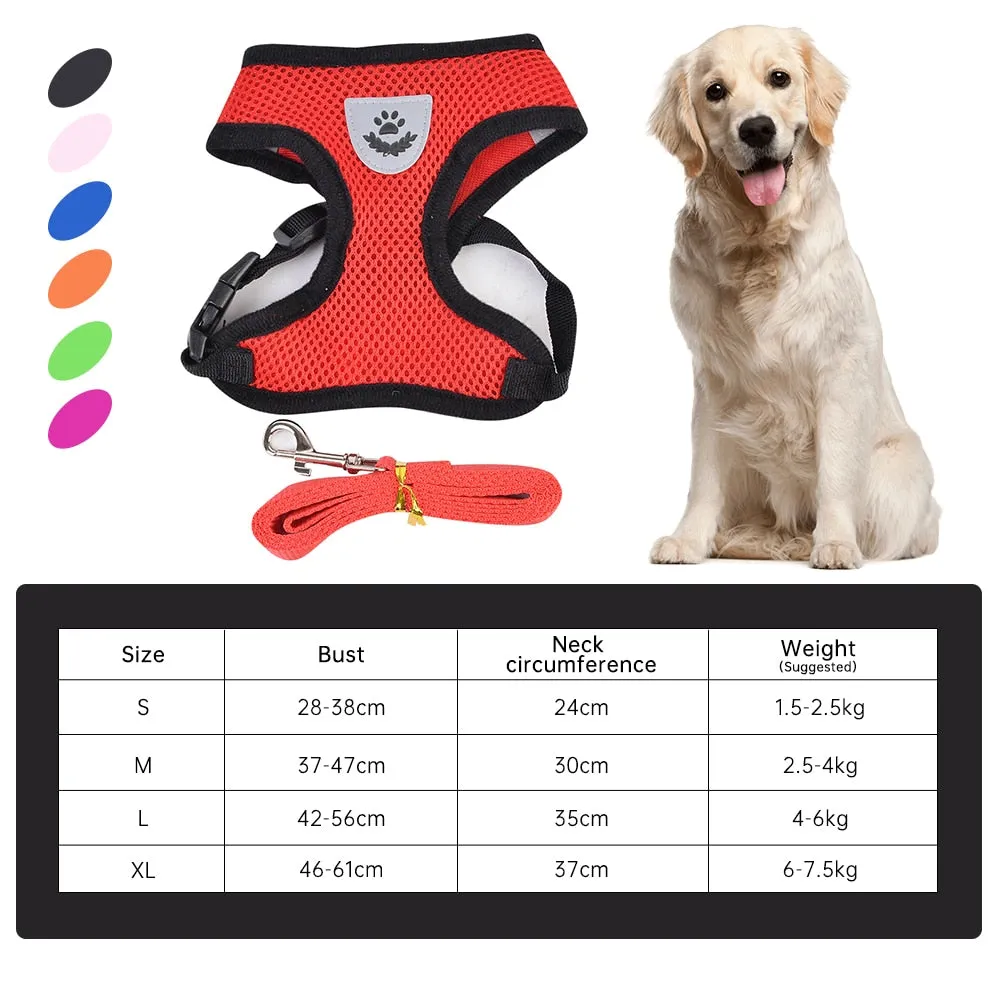 Dog Harness Cat Harness Dogs Leashs Training Soft Mesh Chest Strap
