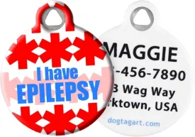 Dog Tag Art Epilepsy Medical Alert Pet ID Tag for Dogs and Cats, Silent Dog Tag with Customized Identification Information - Small .875" Diameter