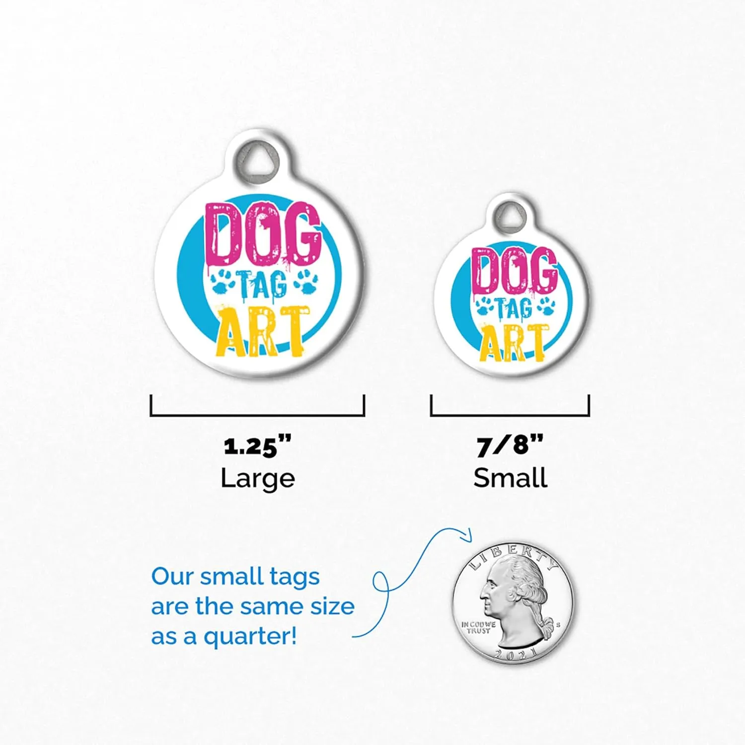 Dog Tag Art Epilepsy Medical Alert Pet ID Tag for Dogs and Cats, Silent Dog Tag with Customized Identification Information - Small .875" Diameter