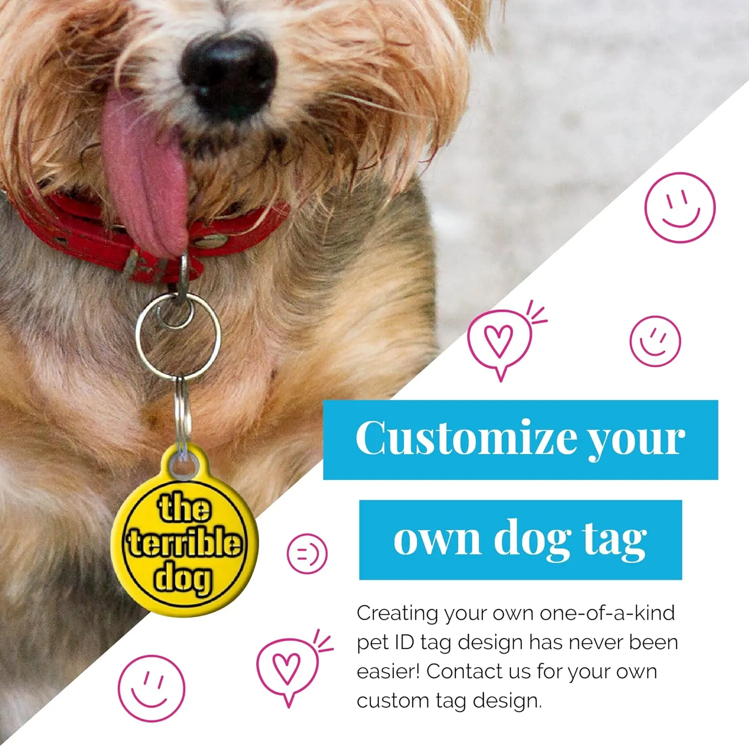 Dog Tag Art Epilepsy Medical Alert Pet ID Tag for Dogs and Cats, Silent Dog Tag with Customized Identification Information - Small .875" Diameter