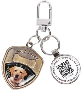 Dog Tags Personalized QR Code, Retro Brass Personalized Pet ID Tags Modifiable Pet Online Profile, Multiple Emergency Contact, (Labrador Retriever-1)