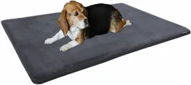 Dogbed4less Gel-Infused Large Memory Foam Fleece Pet Dog Bed Mat Pillow Topper with Waterproof Anti Slip Rubber Bottom - Fit 42"X28" Crate, Grey