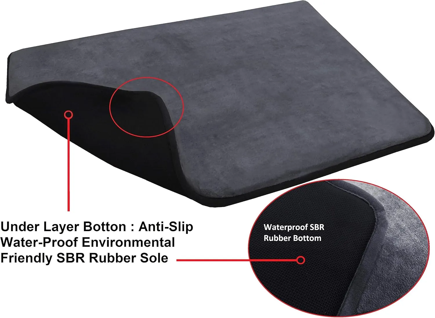 Dogbed4less Gel-Infused Large Memory Foam Fleece Pet Dog Bed Mat Pillow Topper with Waterproof Anti Slip Rubber Bottom - Fit 42"X28" Crate, Grey