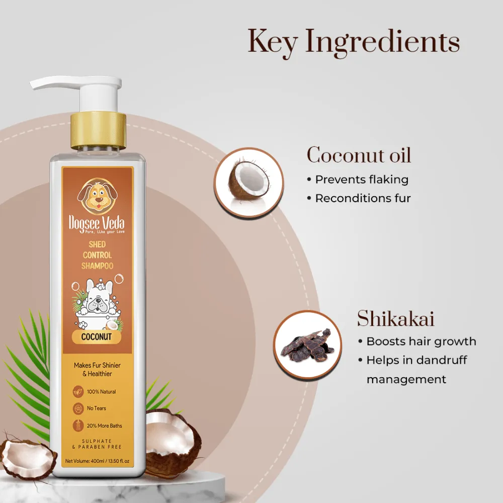 Dogsee Veda Shed Control Coconut Oil Shampoo for Dogs (400ml)