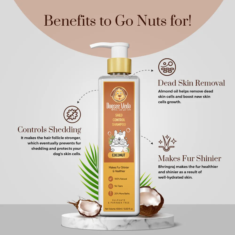 Dogsee Veda Shed Control Coconut Oil Shampoo for Dogs (400ml)