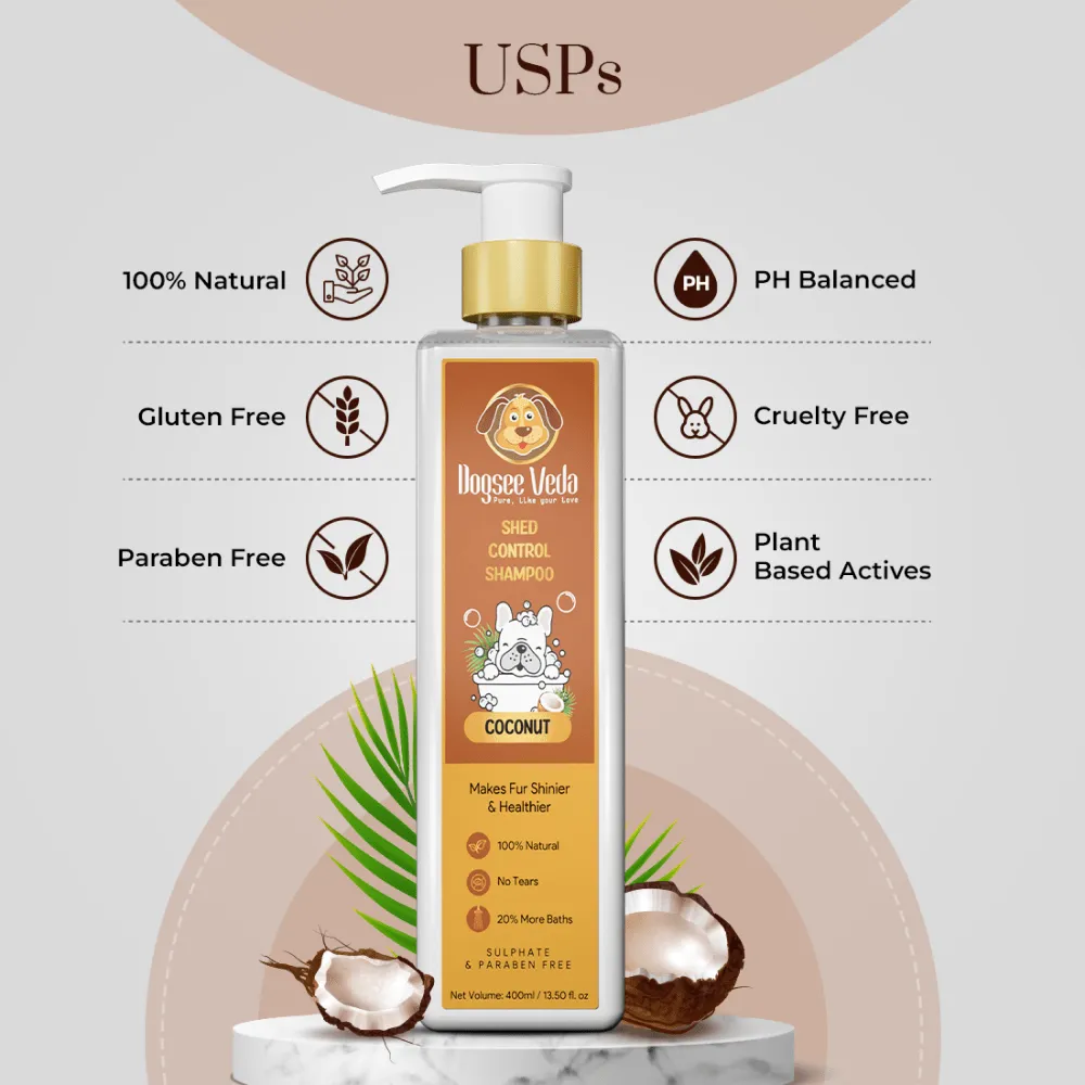 Dogsee Veda Shed Control Coconut Oil Shampoo for Dogs (400ml)