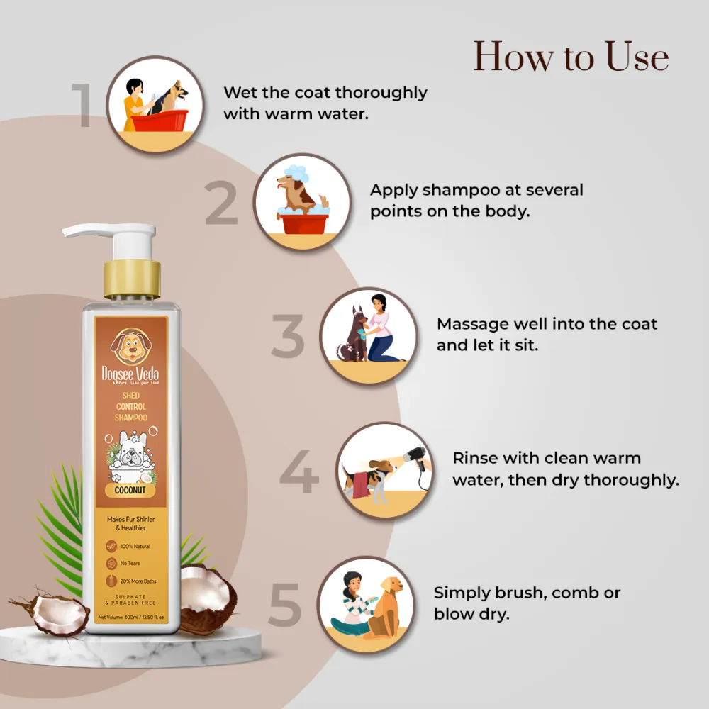 Dogsee Veda Shed Control Coconut Oil Shampoo for Dogs (400ml)