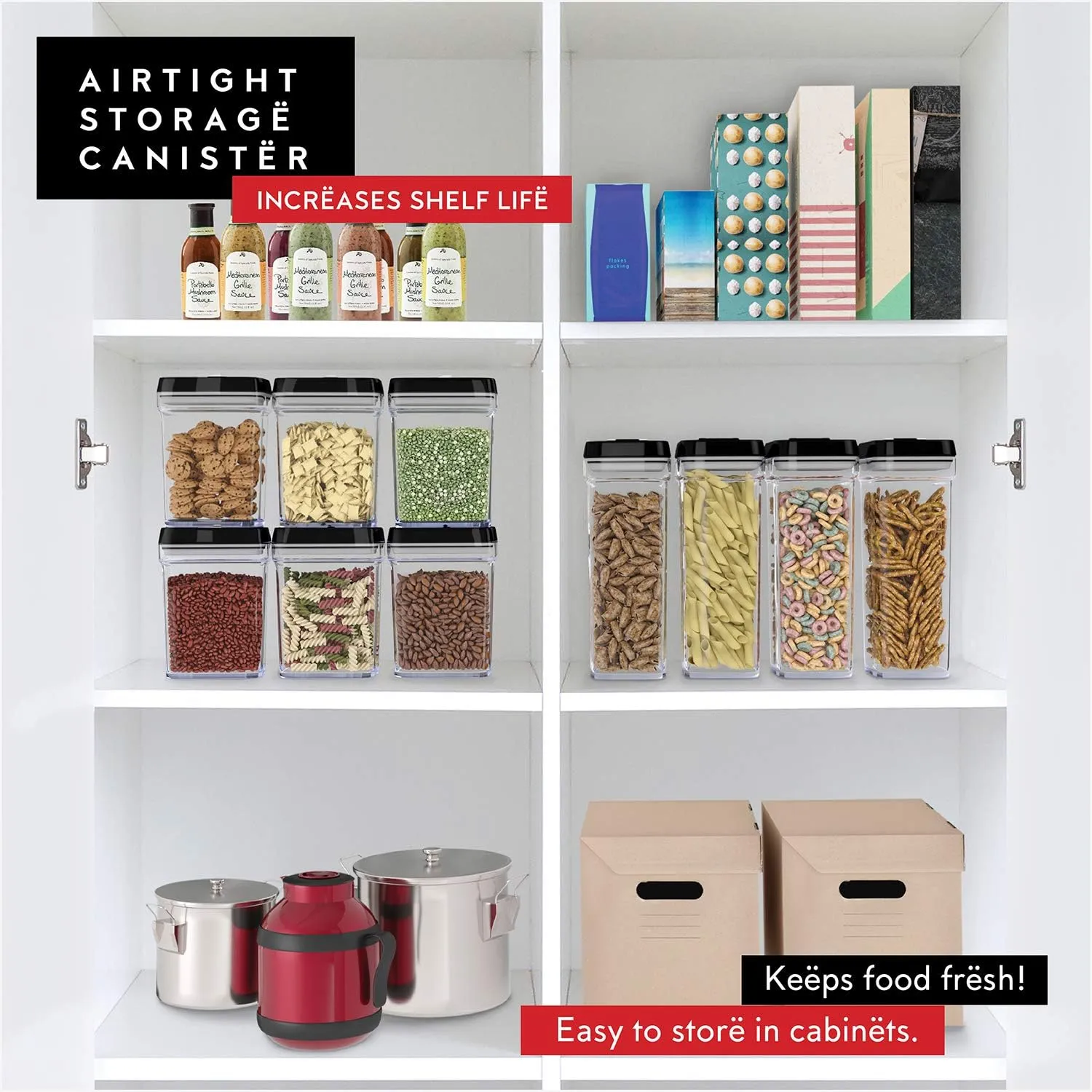 DWLLZA KITCHEN Airtight Food Storage Containers with Lids  6 Piece Set Air Tight Kitchen Storage Containers for Pantry Organization and Storage - Clear Plastic BPA-Free - Keeps Food Fresh & Dry