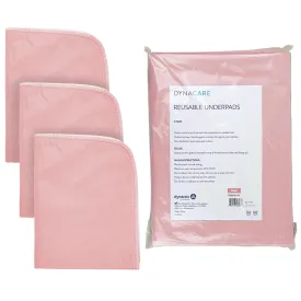 Dynarex Incontinence Bed Pads - Reusable & Washable Waterproof Pee Pads for Kids, Adults, Elderly - 1 Bag of 3 Pads - 34" x 36", Pink