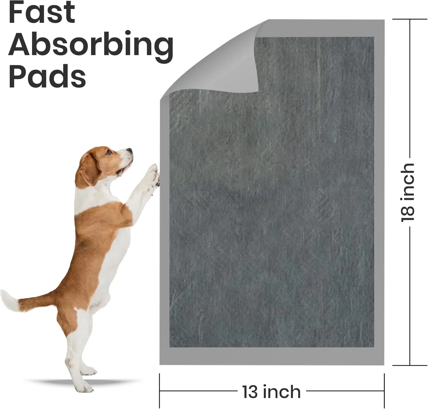 FPN Charcoal Puppy Pee Pads for Dogs | 13x18 Inches | 300 Count | Extra Absorbent | Heavy Duty Dog Pad | 5 Layer Puppie Pads for Instant Absorption, (Small)