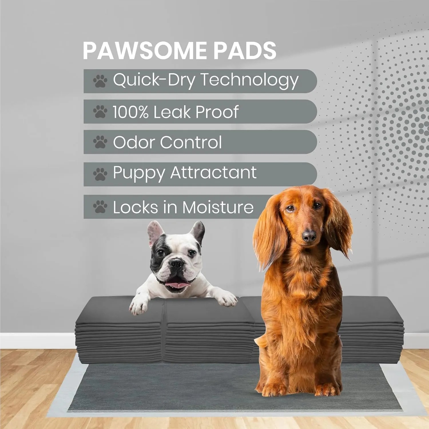 FPN Charcoal Puppy Pee Pads for Dogs | 13x18 Inches | 300 Count | Extra Absorbent | Heavy Duty Dog Pad | 5 Layer Puppie Pads for Instant Absorption, (Small)