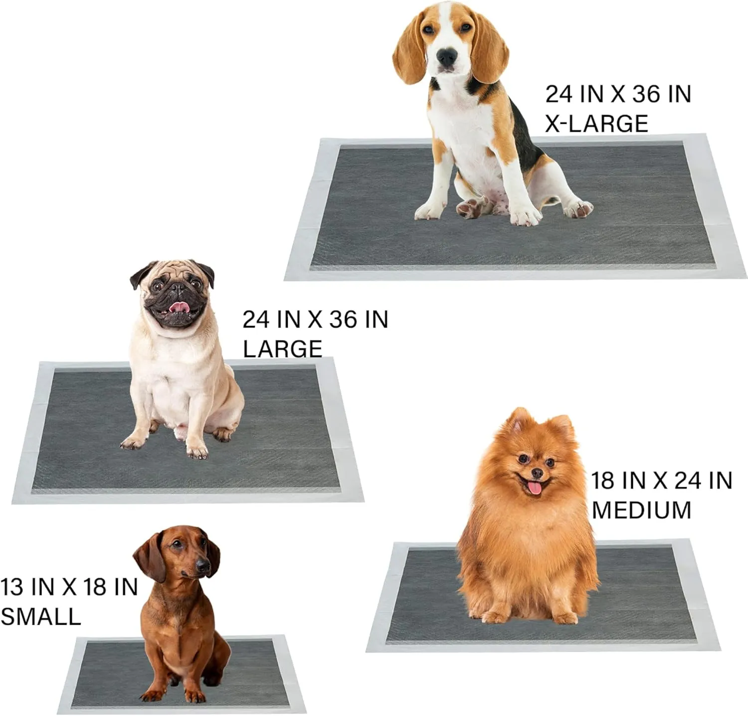 FPN Charcoal Puppy Pee Pads for Dogs | 13x18 Inches | 300 Count | Extra Absorbent | Heavy Duty Dog Pad | 5 Layer Puppie Pads for Instant Absorption, (Small)