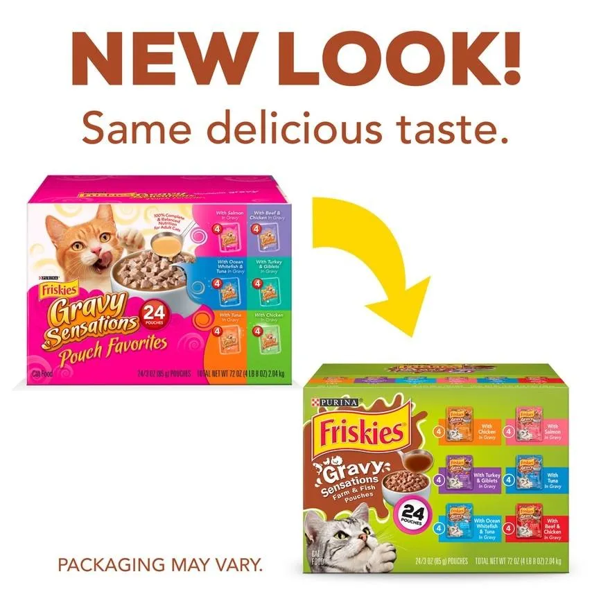 Friskies Gravy Sensations Variety Pack Cat Pouches Wet Cat Food