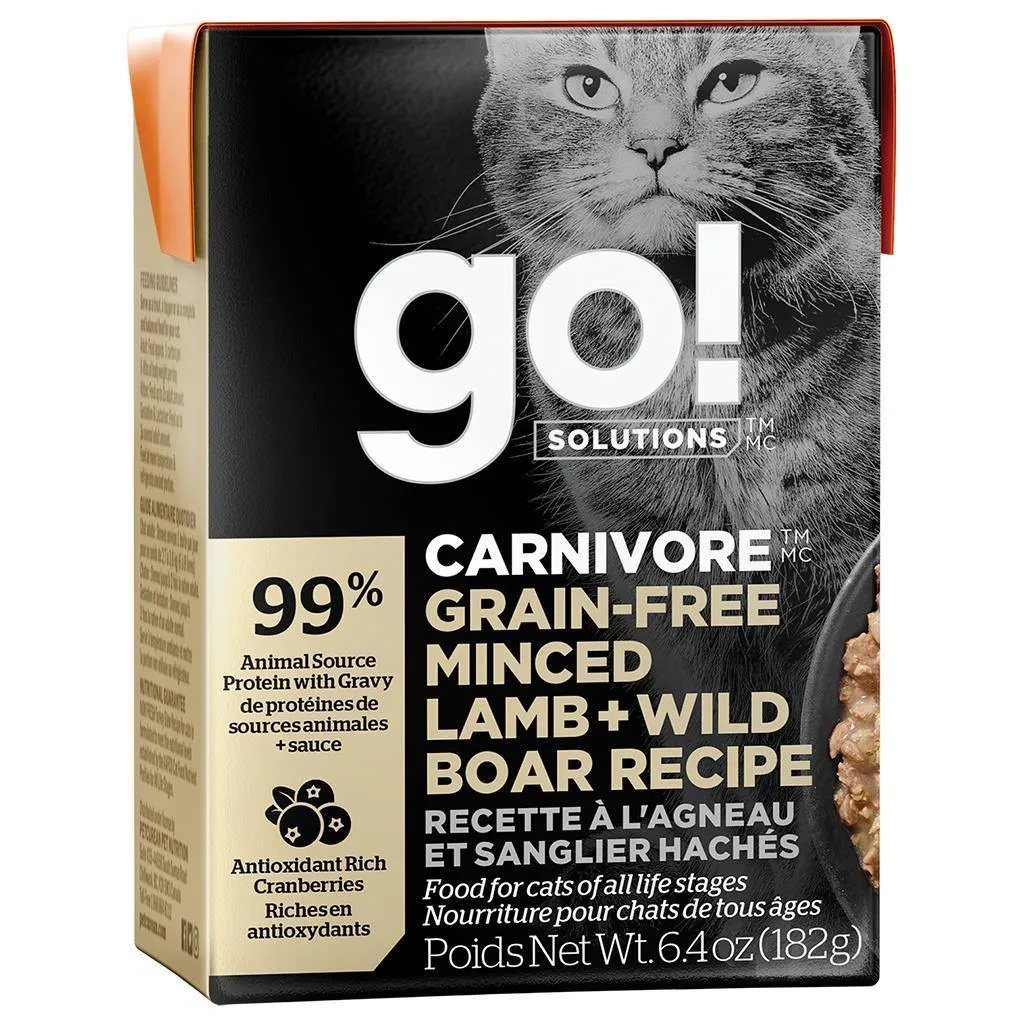 go! Carnivore Grain Free Minced Lamb & Boar Cat Food - 182 g