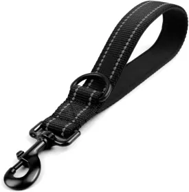 Heavy Duty Dog Leash, Reflective, Padded Handle, Up to 80 lbs - 12" 18" 24" (Black, Medium)