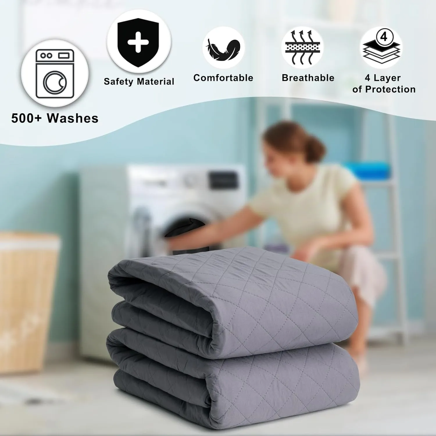 Hide Stains Washable Bed Pads 45x56 Inch(2Pack),Bed Pads for Incontinence Washable Extra Large,Waterproof Pads for Beds,Mattress,Adults,Seniors,Kid,Pet,Incontinence Pads for Bed Wetting Pads
