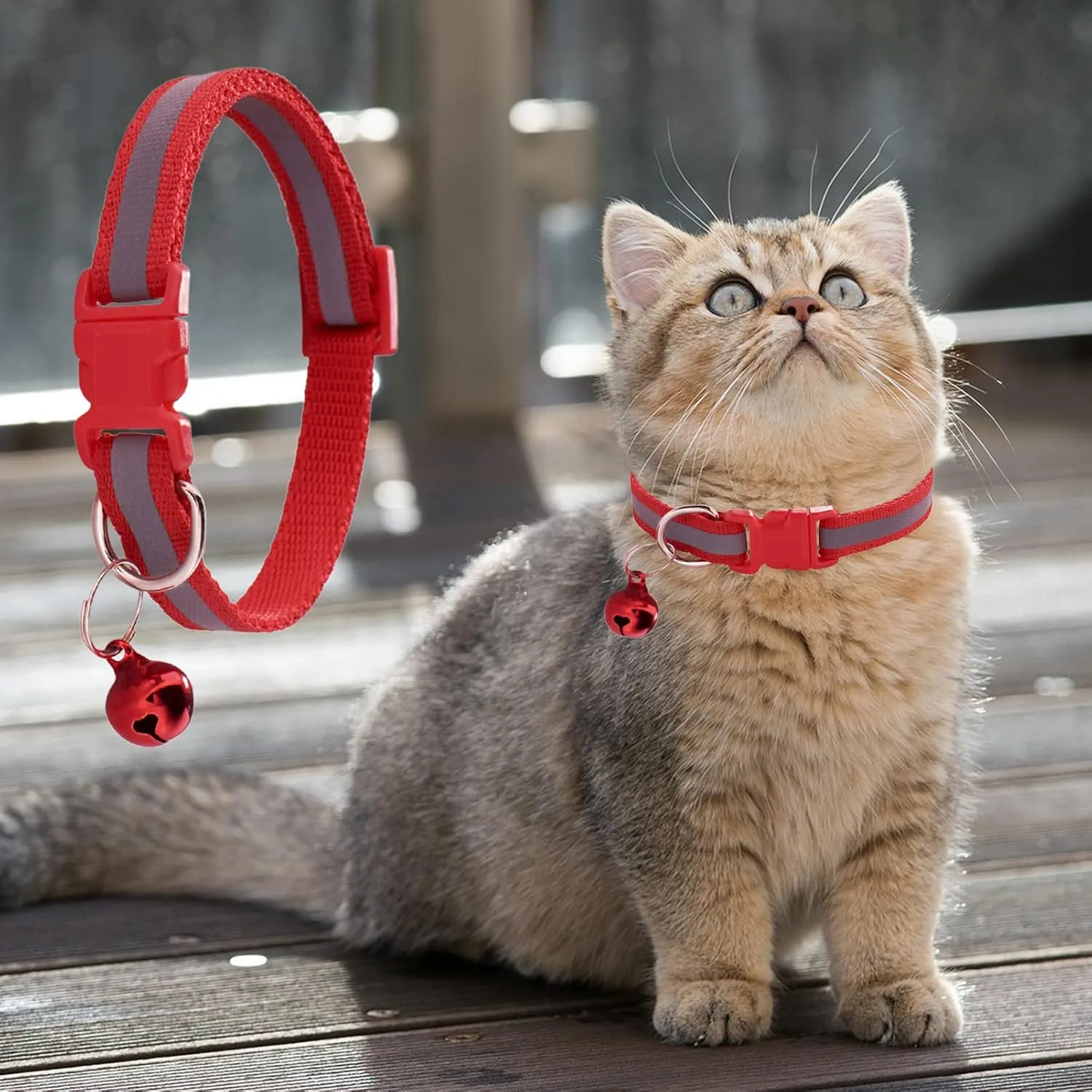 Jecikelon 6 PCS Reflective Puppy Collars Adjustable Pup Collar for Small Pet Dog Polyester Cat Collar with Bell Basic Collar for Small Dogs (Small, Reflective Tape1)
