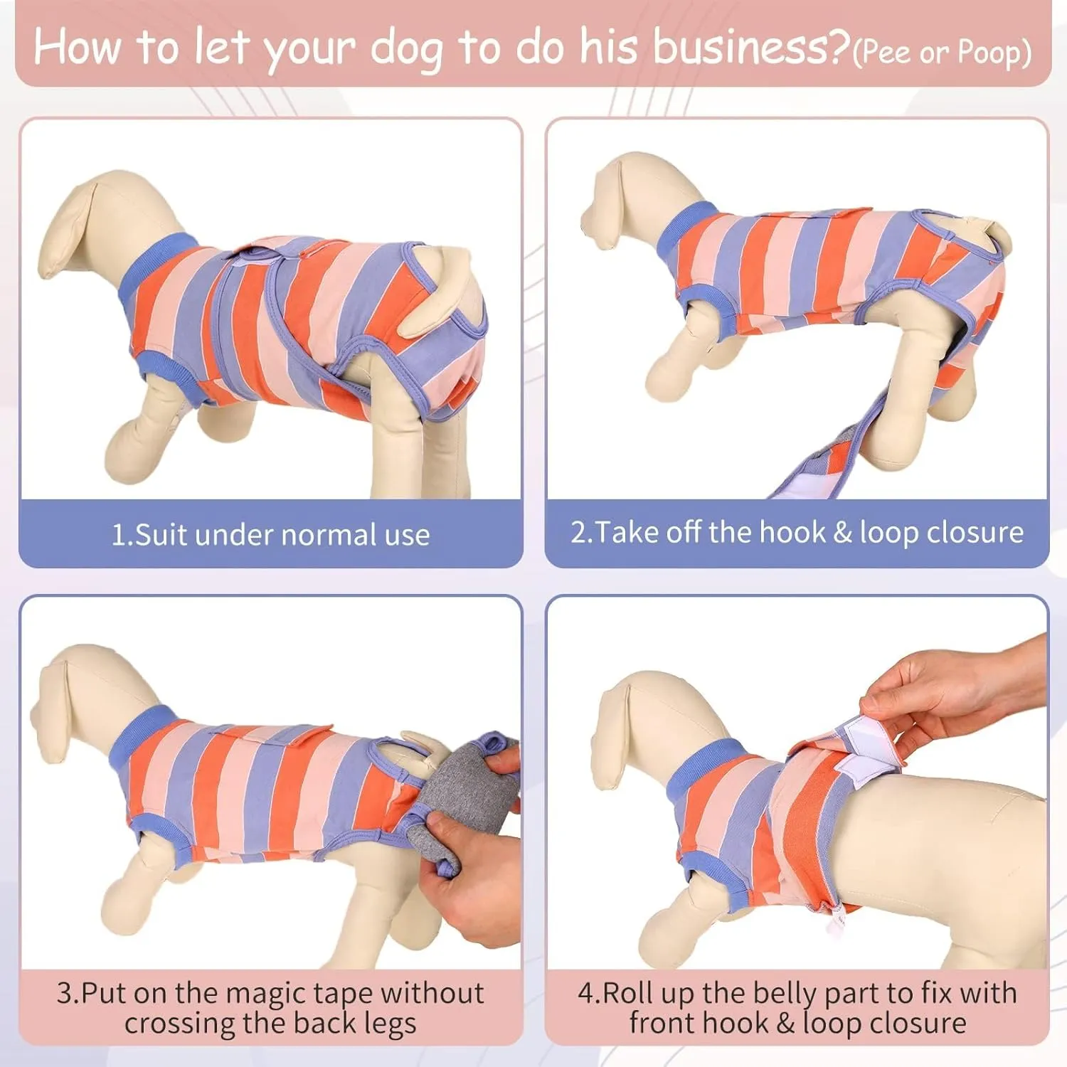 Kuoser Dog Surgery Recovery Suit for Female Male Dogs, Stripes Spay Neuter Anti-Licking Dog Onesie, Abdominal Wounds Surgical Suit Snugly Pet Collar Alternative Post Surgery Vest Bodysuit, Orange S