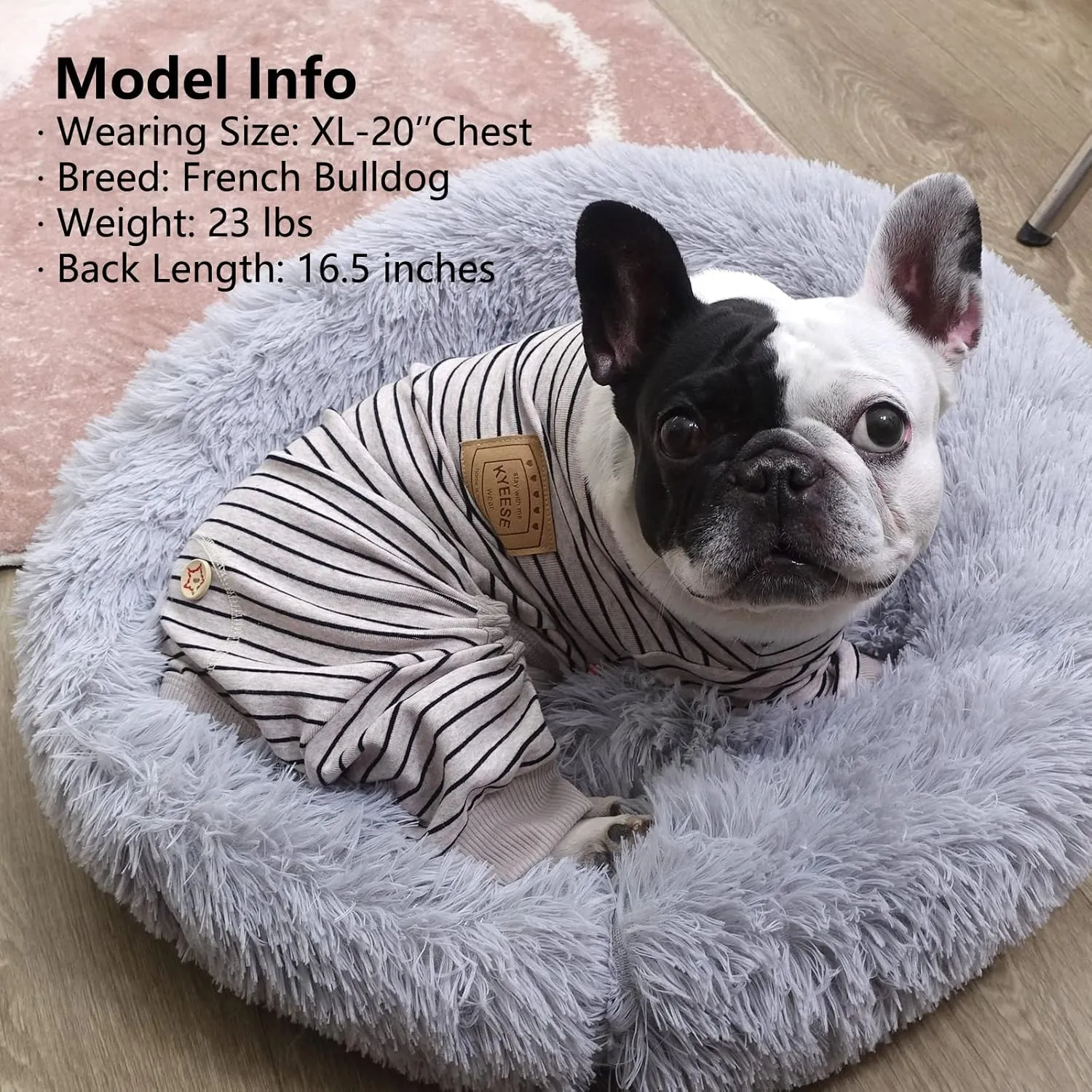 KYEESE Dog Pajamas Stripes 4 Legged Pet Jumpsuit Stretchable Pet Puppy Cat Pajamas Onesie Lightweight Dog Clothes, Ivory Brown, S