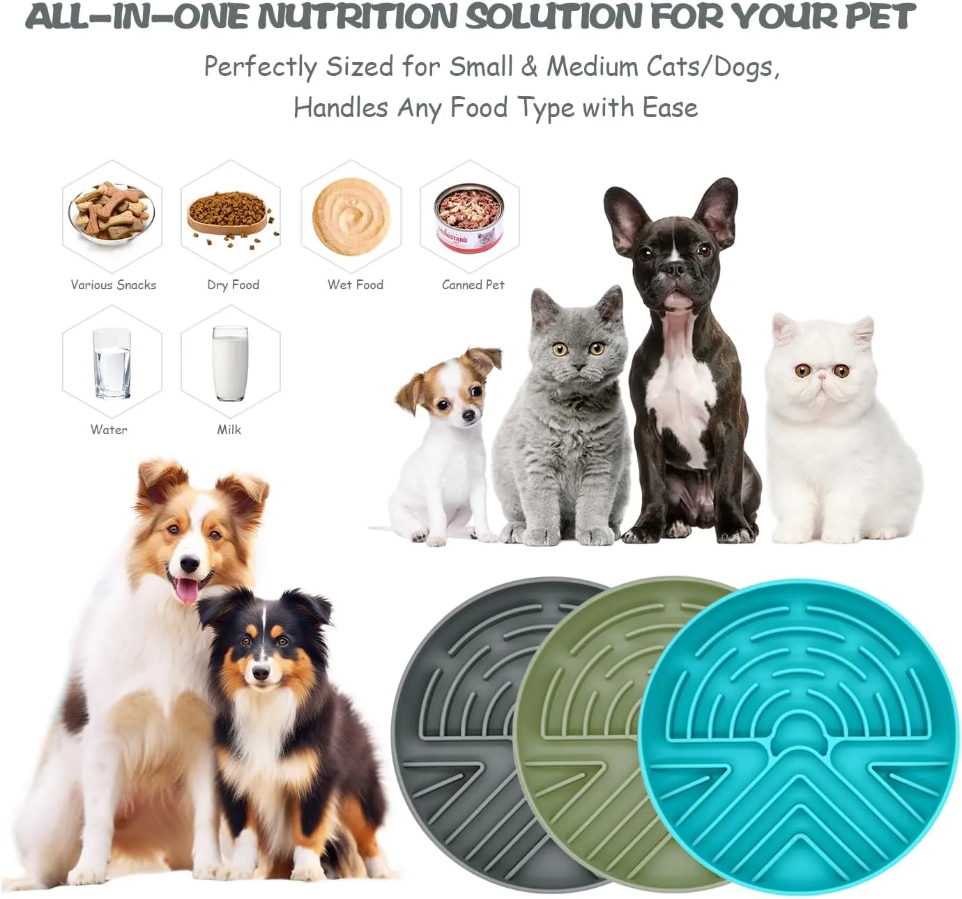 Lesipee Slow Feeder Dog Bowl for Large & Small Pets, Anti Choking Puzzle Dog Food Bowl with Non-Slip Base, Interactive Pet Slow Eating, Silicone Cat Feeder for Puppies & Cats(Grey Green)
