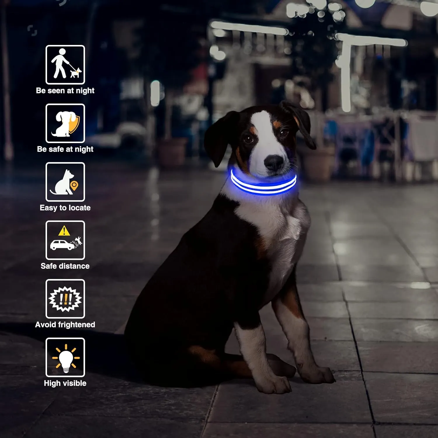Light up Dog Collar, LED Dog Collar for Large Medium Small Dogs Rechargeable LED Lighted Dog Collar for Night Walking, Waterproof Neon Comfortable Mesh Safety Flashing Lighted up Dog Collar
